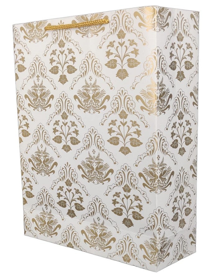 Arrow Paper Products Golden Bird Design Paper Gift Bags for Gifting, Weddings, Birthday, Holiday Presents (20.32 x 7.62 x 27.94 cm) Pack of 20 - Image 2